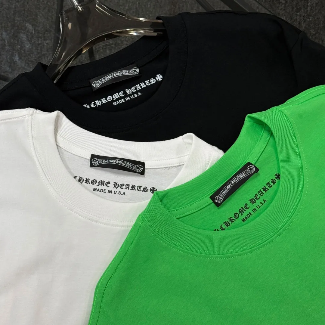 P180 Chrome Hearts 25 high version fabrics made of 300g high-density pure cotton, no deformation, no shrinkage, complete with three labels, same style for men and women, process: digital printing, color: white, black, green, SIZE: S-XL